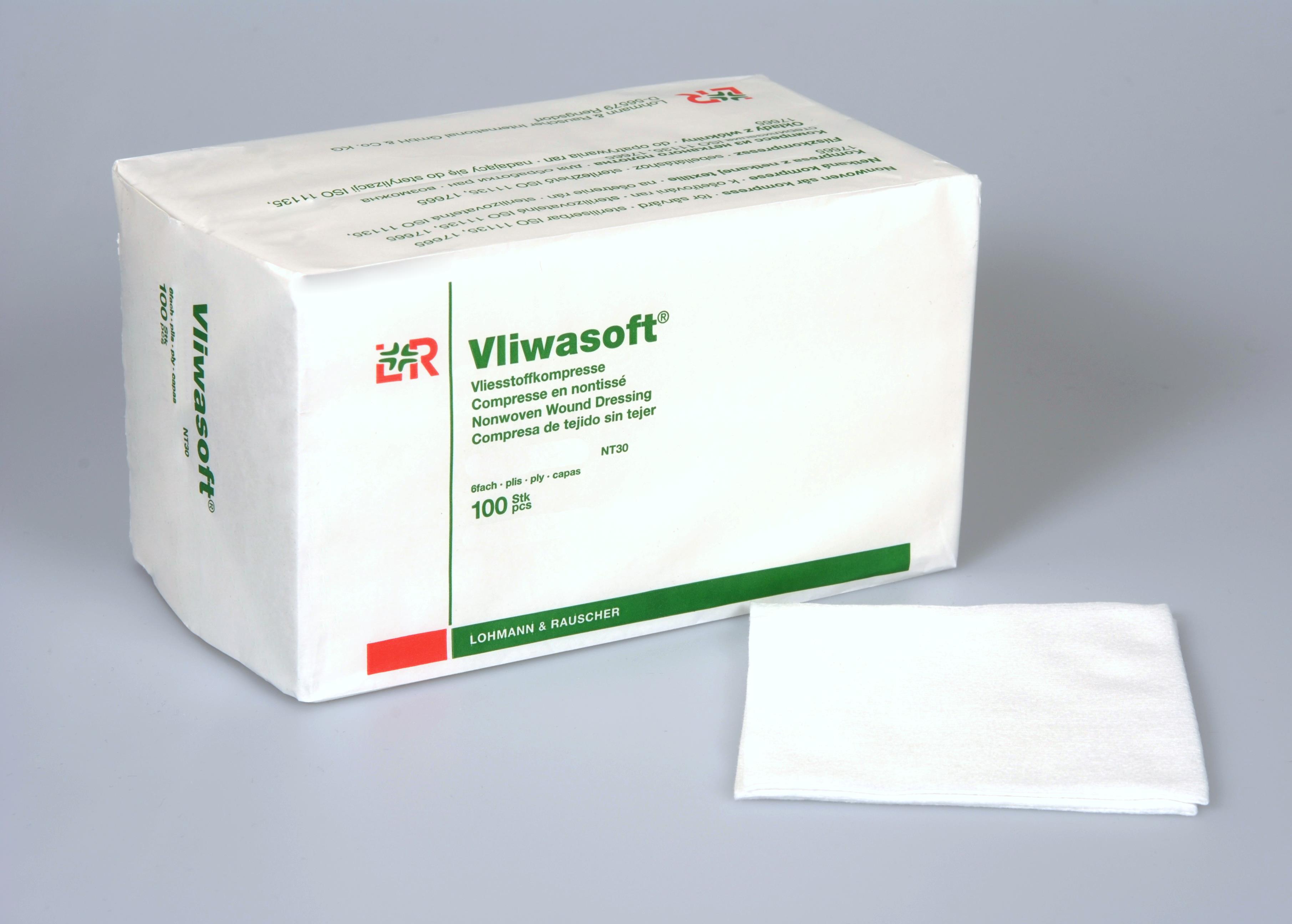 Vliwasoft Vliesstoffkompresse 10x10cm, 6-fach, 100 Stück