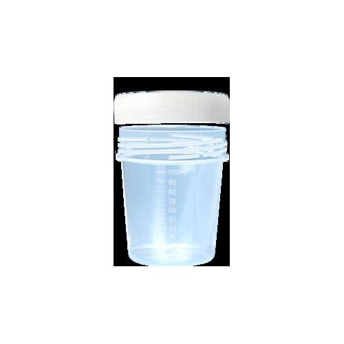 Becher 100ml mit Verschluss AP 5x50 mit Graduierung, PP