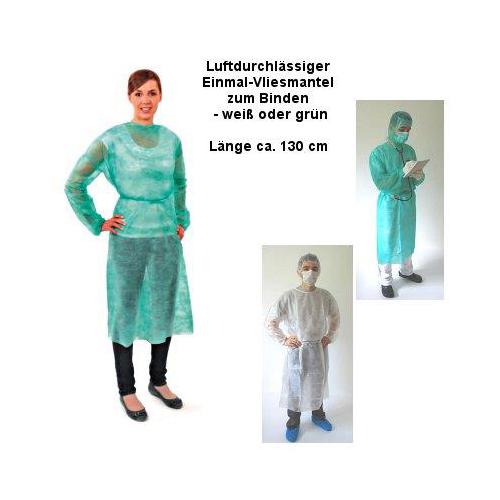 Schutzkittel aus PP weiß AP 10 Einmalvliesmantel zum Binden