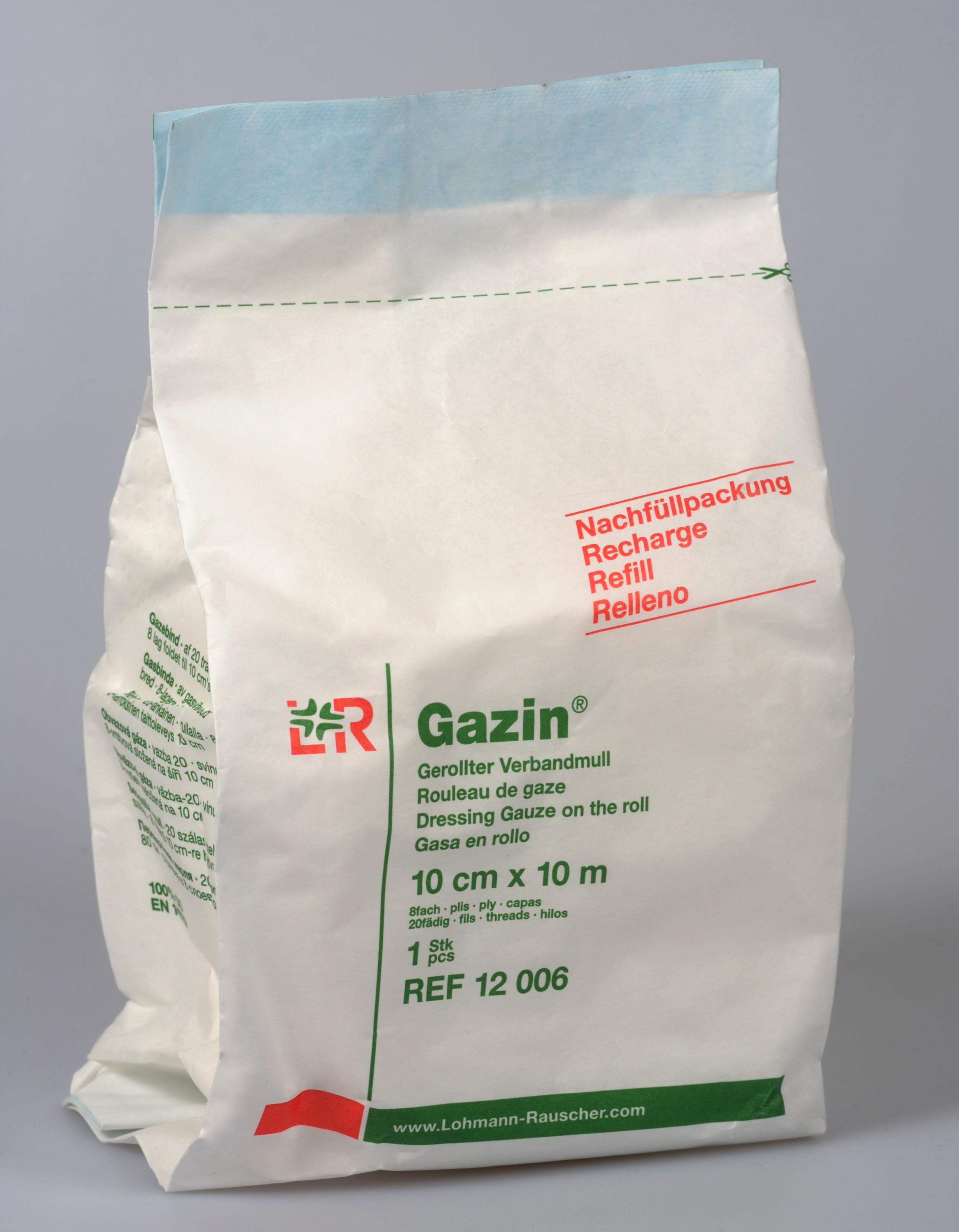 Lohmann & Rauscher International GmbH & Co. KG Gazin Verbandmull gerollt, 10cmx10m, 8fach, Nachfüllpack