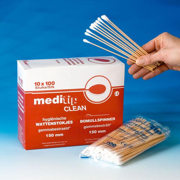 Meditip Clean Wattestäbchen 15cm AP 1000 kleiner Wattekopf 4mm Durchm.