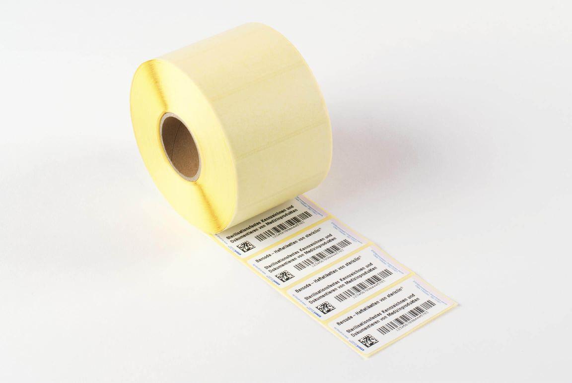 Stericlin Haftetiketten 70x35 mm AP 10x1000 m.Steam-Indikator,Hülse 76mm