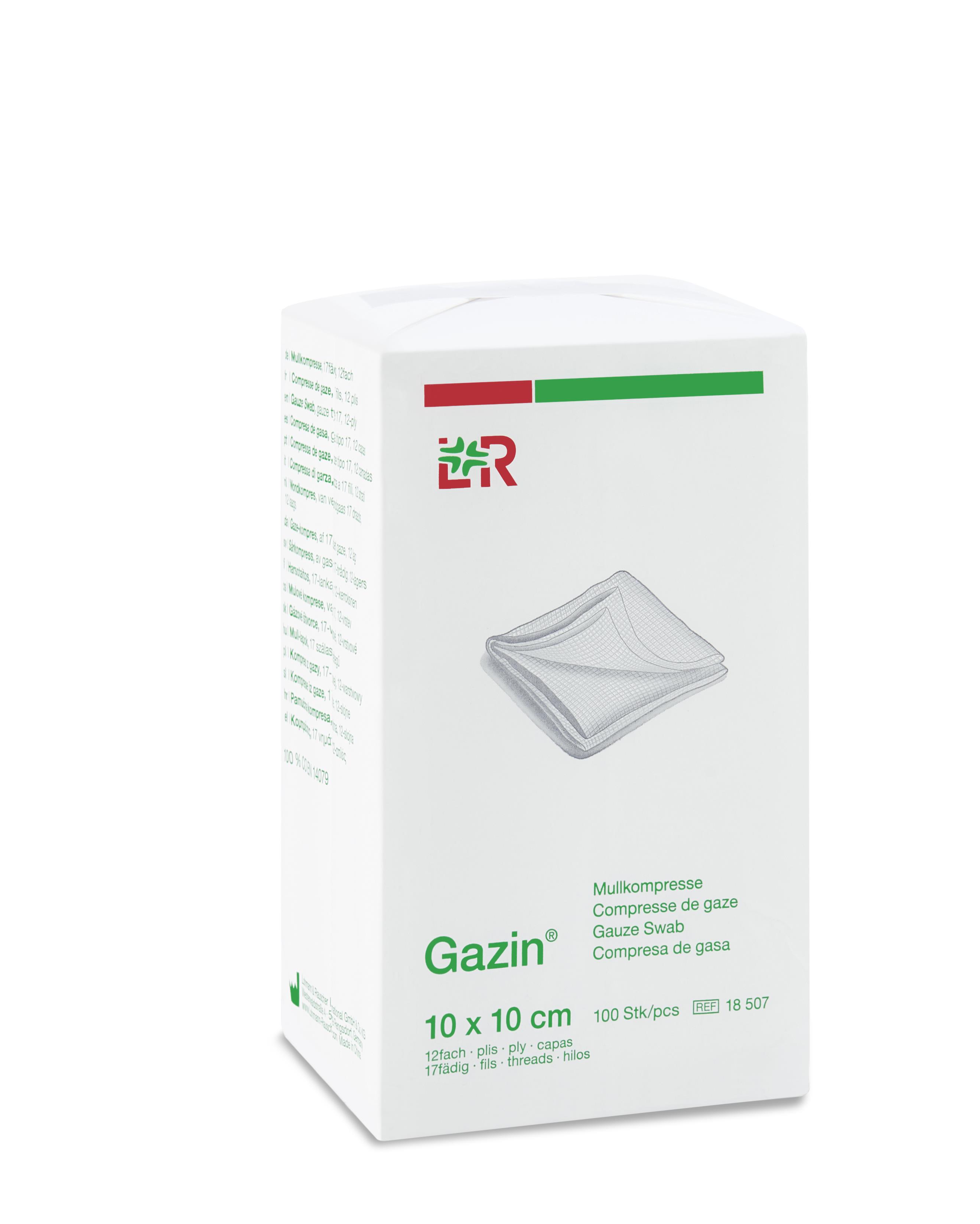 Lohmann & Rauscher International GmbH & Co. KG Gazin Mullkompresse 10x10cm, 12fach, 17fädig, 100 Stück - Bild 2