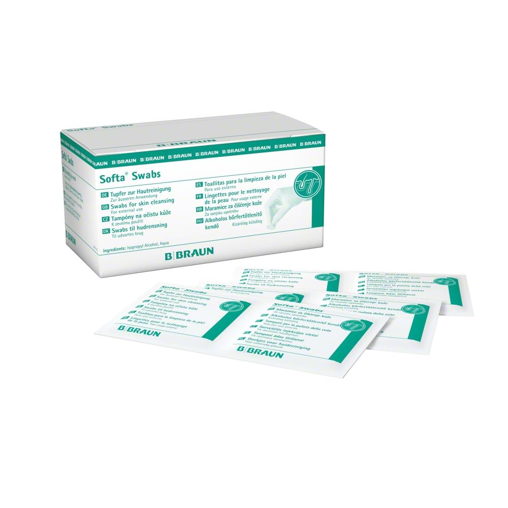 B. Braun Melsungen AG Softa Swabs Alkoholtupfer z. Hautreinig PK 100 getr.m. 70%igem Isopropylalkohol