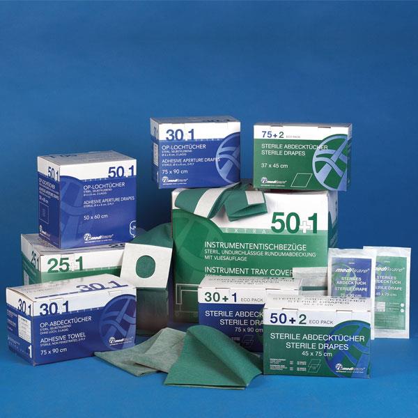 Mediware Lochtücher 2-lg 75x90cm AP 30 ovales Loch 6x8cm selbstklebend