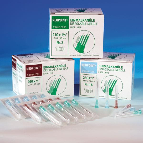 Neopoint Sonderkanülen 25Gx1 1/2 AP 100 0,50x40mm orange, TBC lang