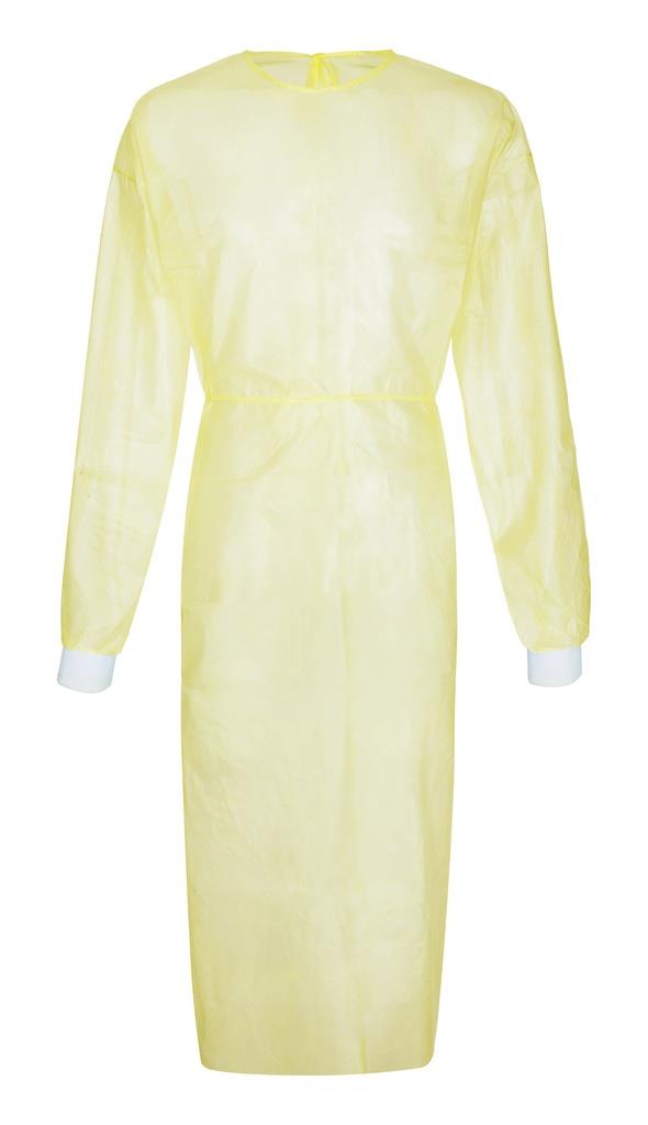 DACH-SCHUTZBEKLEIDUNG GMBH SplashCoat pro+ Schutzkittel gelb PK 100 Gr.L, m. Strickbündchen