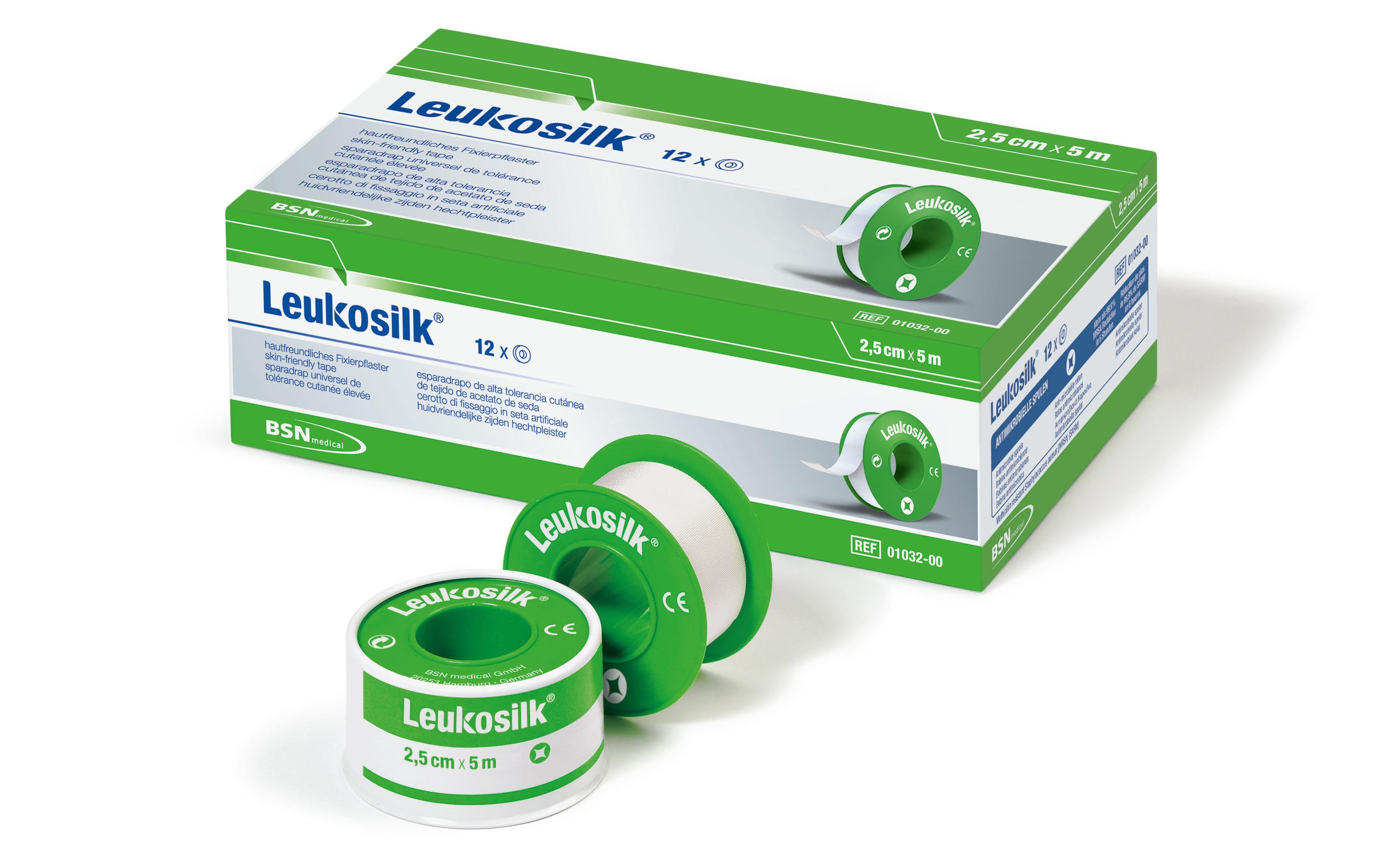 BSN medical GmbH Leukosilk 2,5cm x 5m o. Schutzring AP 12 weiße Acetatseide - Bild 2