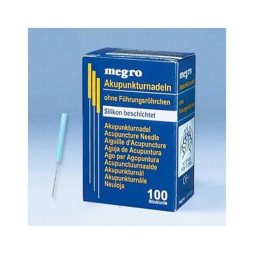 Megro Akupunkturnadeln 0,2x15mm o.F. AP 100 hellbl.m.Plastikgriff, silikon.