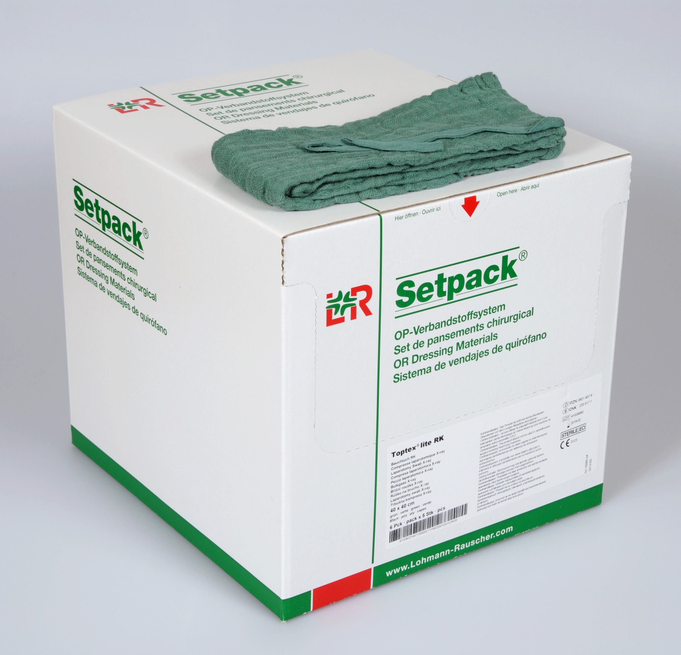 Lohmann & Rauscher International GmbH & Co. KG Setpack Toptex lite Bauchtuch RK 20x30cm, grün, 4fach, 5 Stk, steril