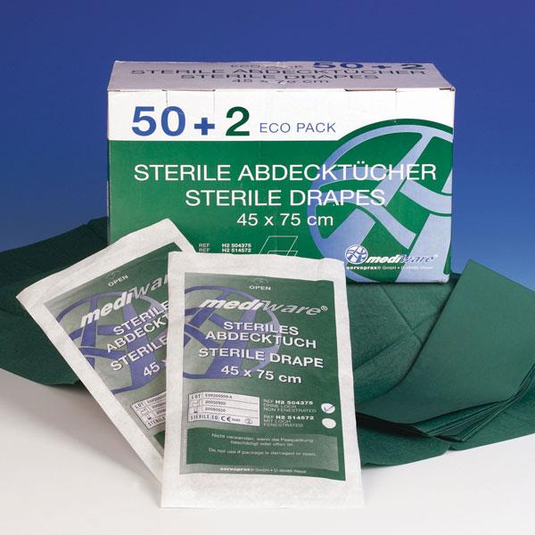Mediware Abdecktücher 45 x 75 cm AP 50 steril, 2-lagig, m. ovalem Loch
