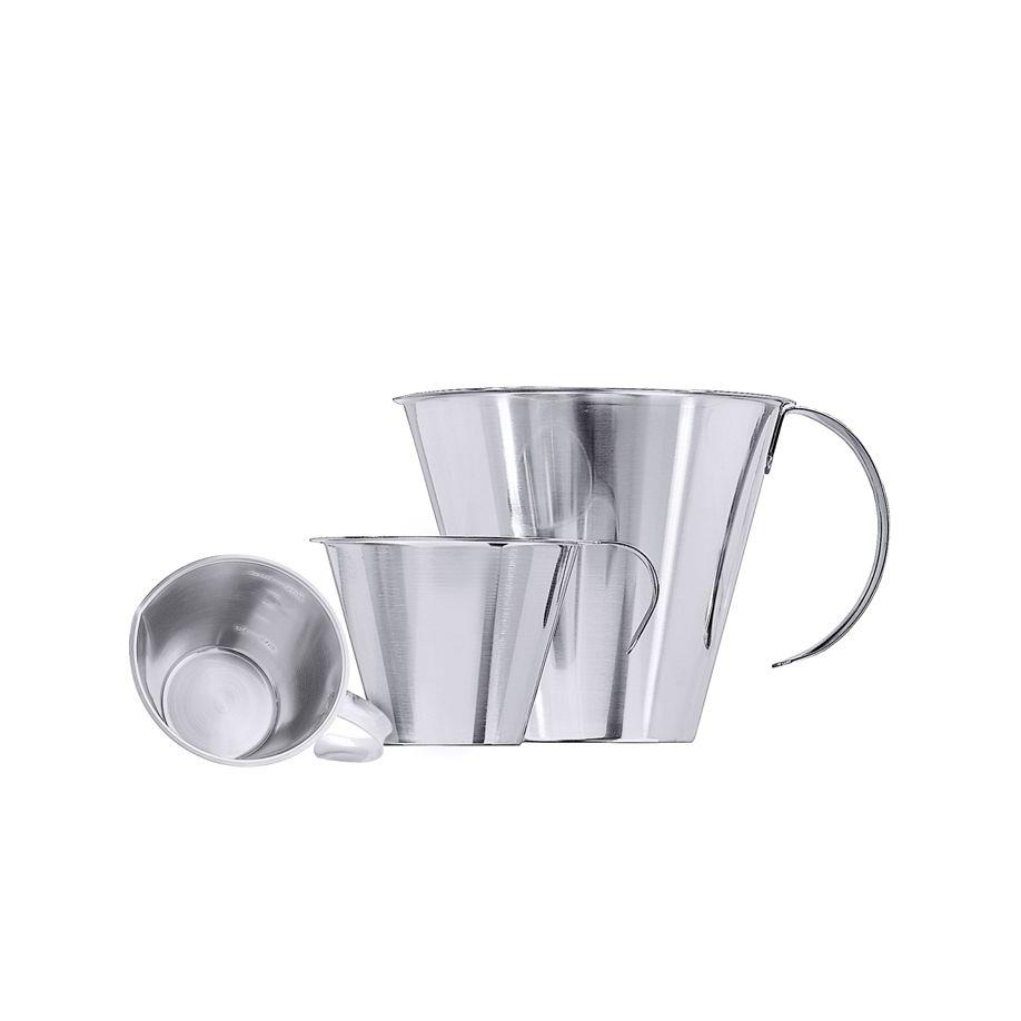 CONTACTO BANDER Messbecher Edelstahl 18/10 250 ml innen graduiert Maßzahlen 50ml