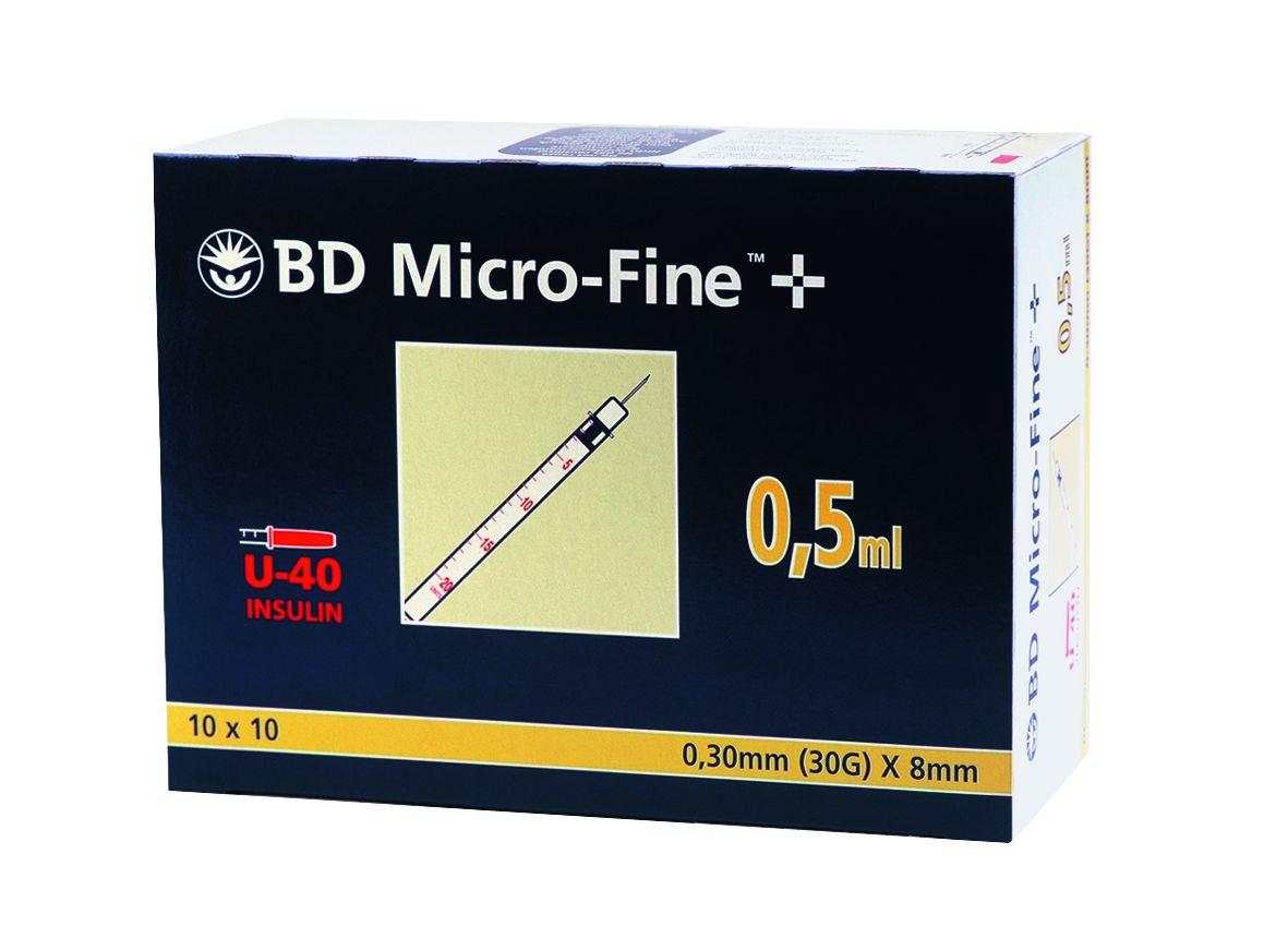 BECTON DICKINSON AND COMPANY BD Micro-Fine+Insulinspritzen U40 AP 100 0,5ml,30G m.Kanüle 0,30x8mm