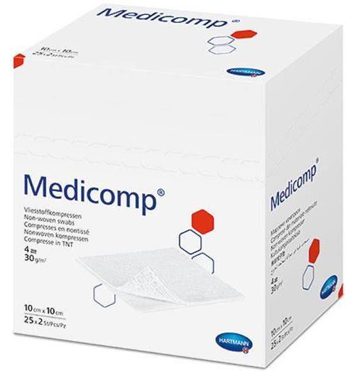 Medicomp 10 x 10cm 4-fach unsteril AP 100 Vliesstoffkompressen