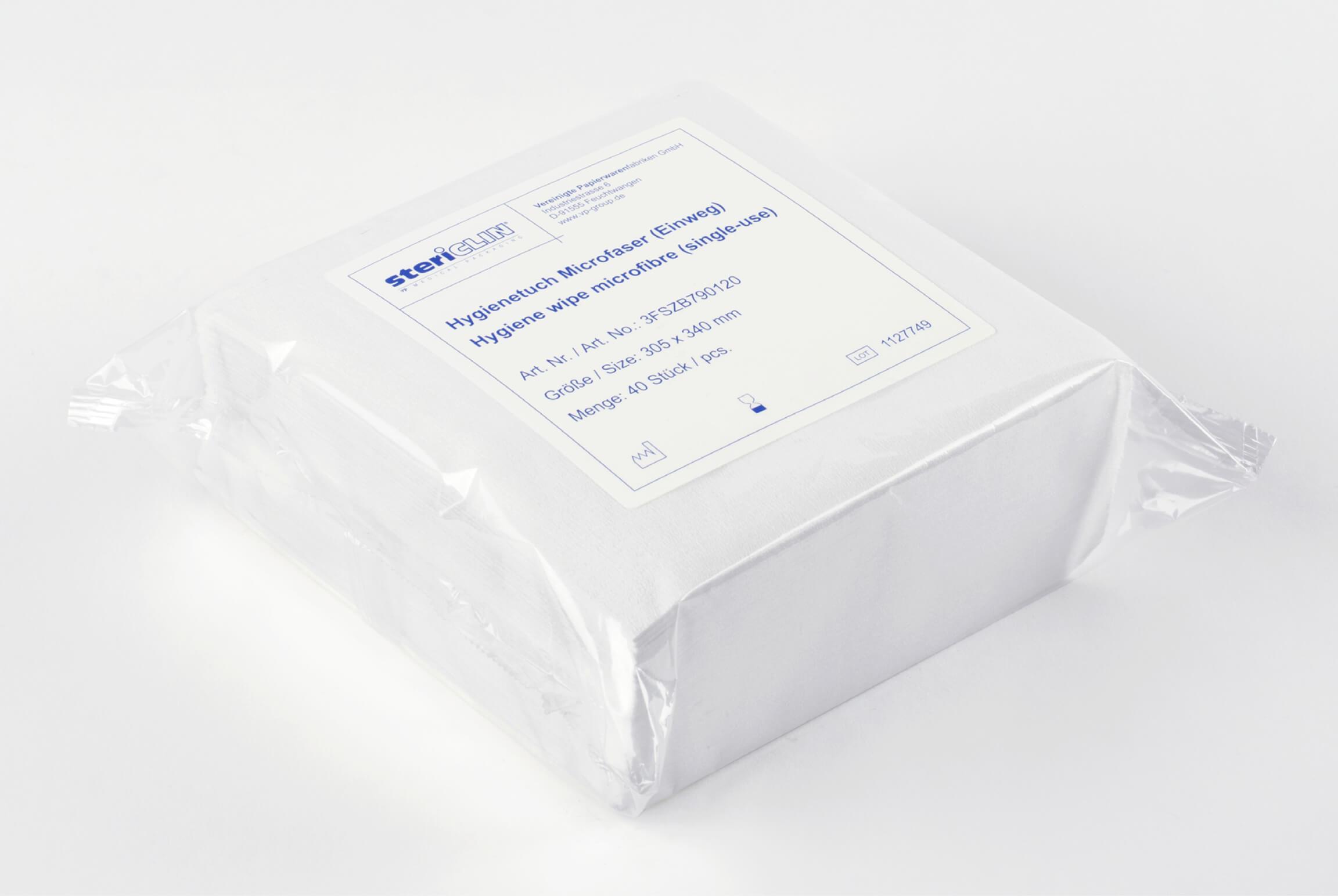 Vereinigte Papierwarenfabriken GmbH Hygienetuch Microfaser 30,5x34cm AP 40, fusselfrei, weiß, Einweg