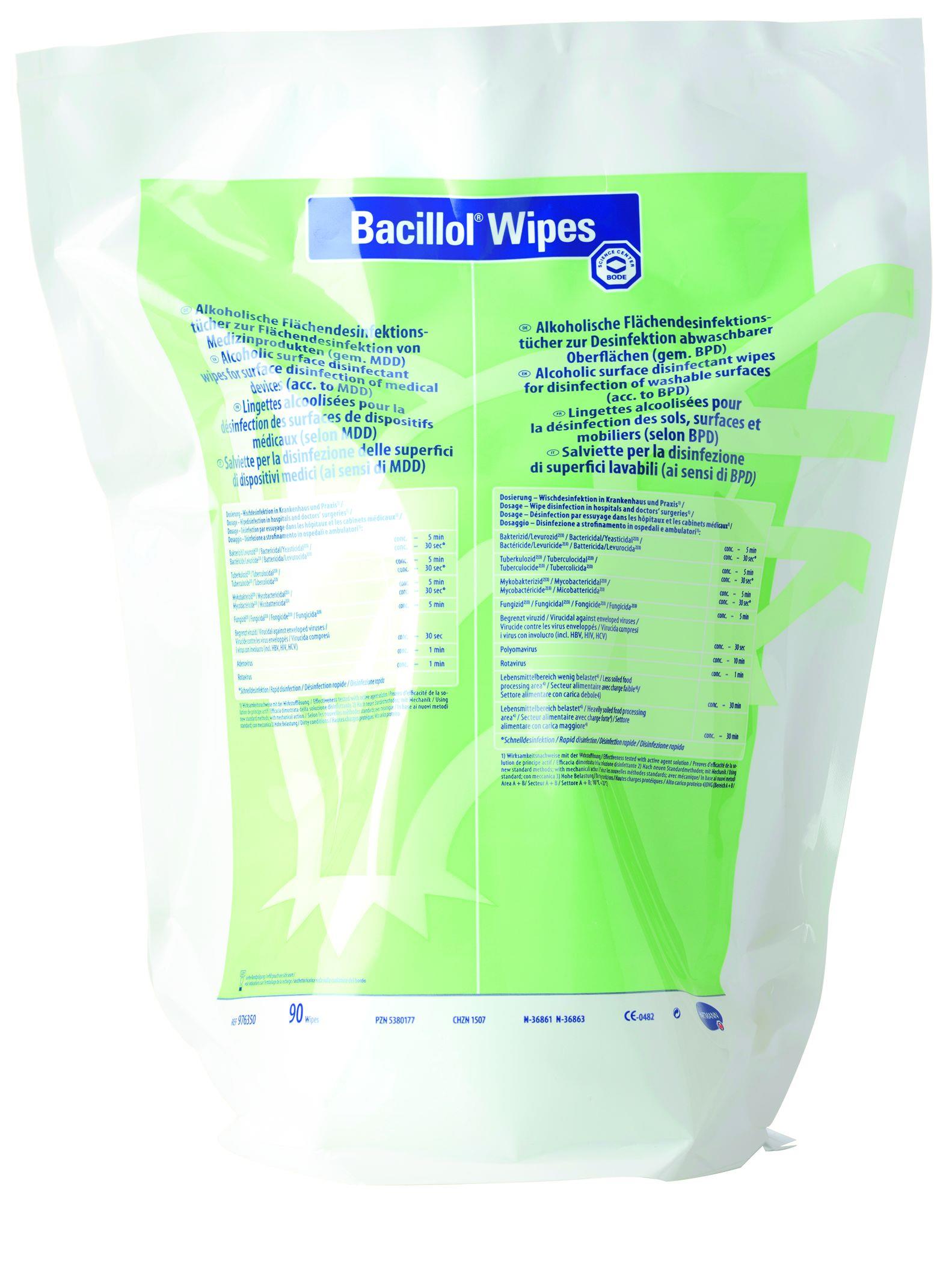 Bacillol Wipes Standbodenbeutel AP 90 alkohol. Schnell-Desinfektionstücher