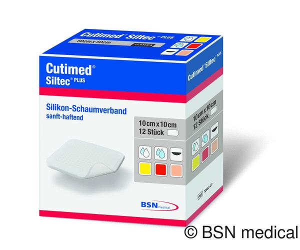 BSN medical GmbH Cutimed Siltec Plus 10x10cm AP 12 Polyurethanschaum sanft-haftend