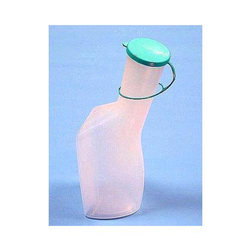 Langhals-Urinflasche f. Männer PVC 1000ml, m. Deckel, desinfizierbar