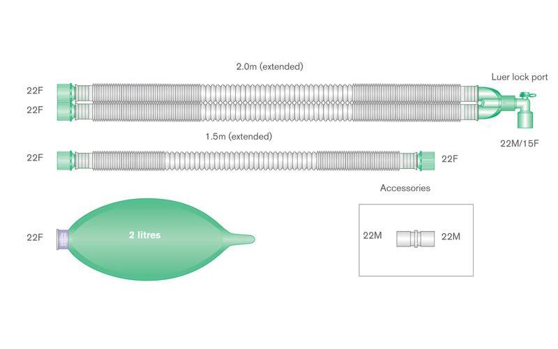 Compact Anästhesie-System, komplett AP 35 m. Zusatzschl. 1,5m + Beutel 2Ltr