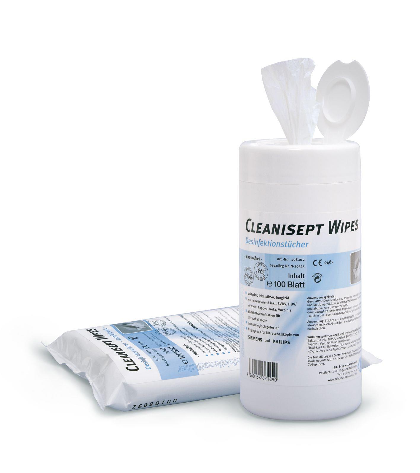 Cleanisept Wipes alkoholfreie Tücher Spenderdose à 100 Des. Ultraschallkopf