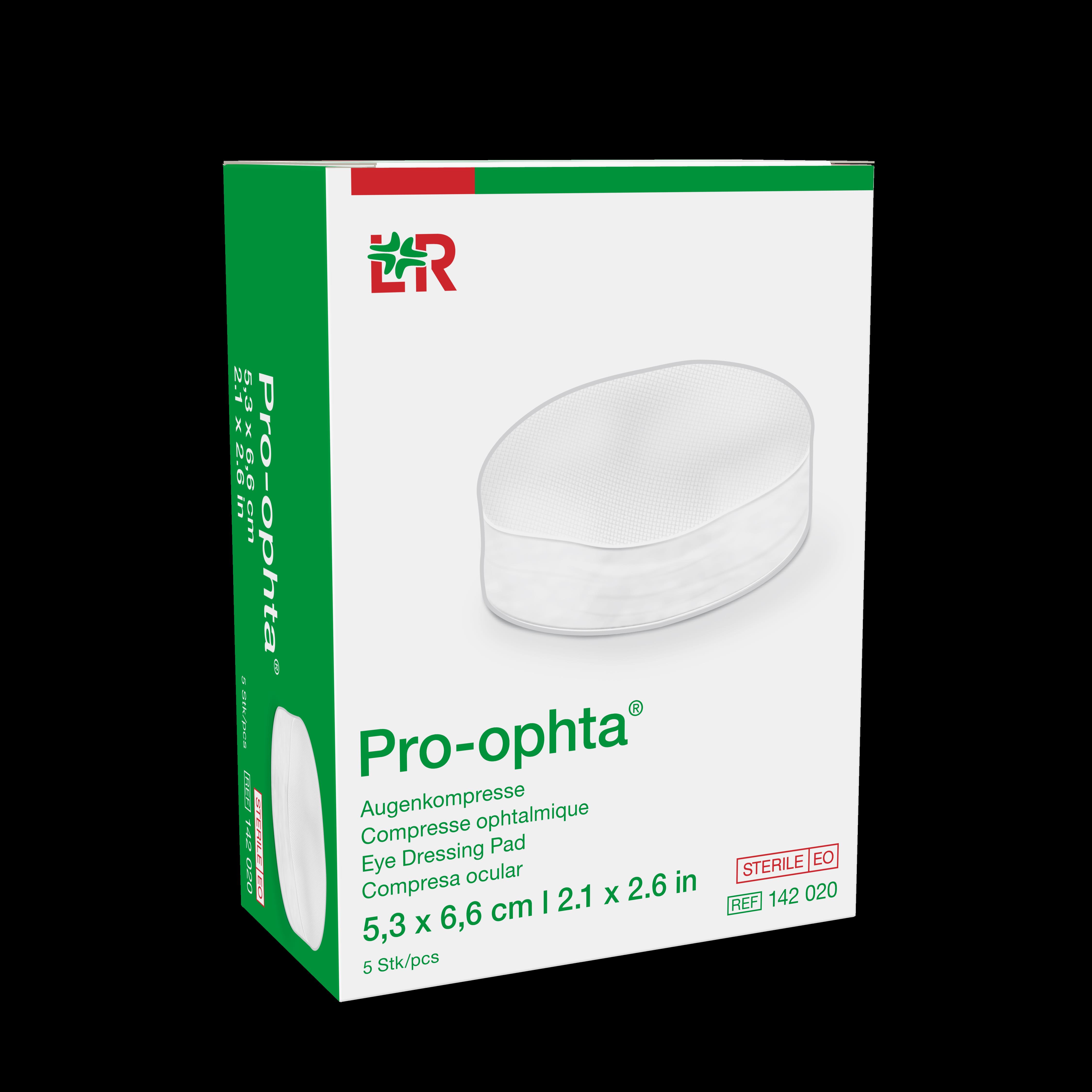 Pro-ophta Augenkompresse 5,3x6,6cm, 5 Stück, steril