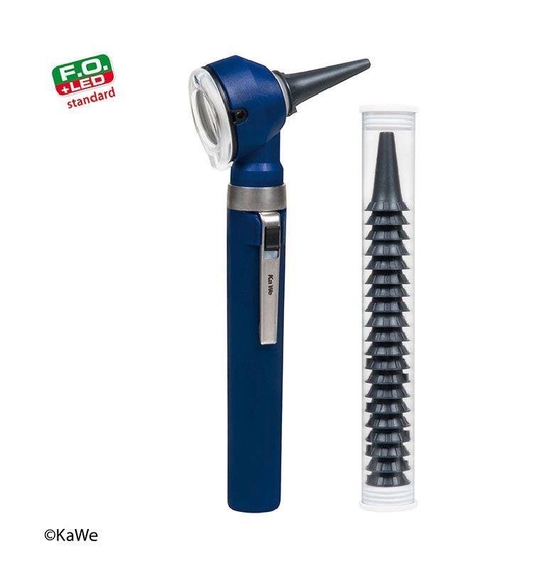 KIRCHNER & WILHELM (KIRC) Piccolight F.O. LED Otoskop 2,5V sky mit Ohrtrichtern, Stofftasche