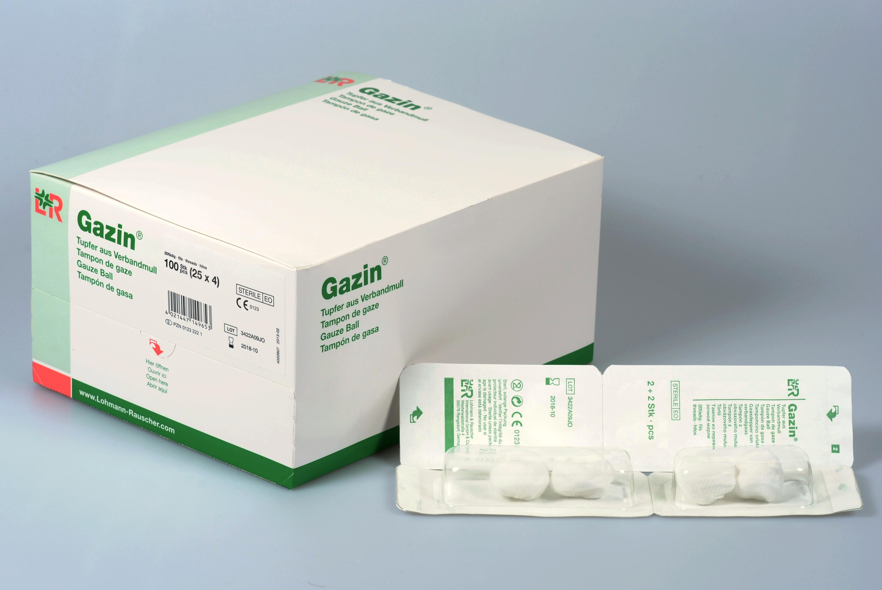 Gazin Tupfer aus Verbandmull steril dialyse, 20fdg, 2+2, 100 Stk
