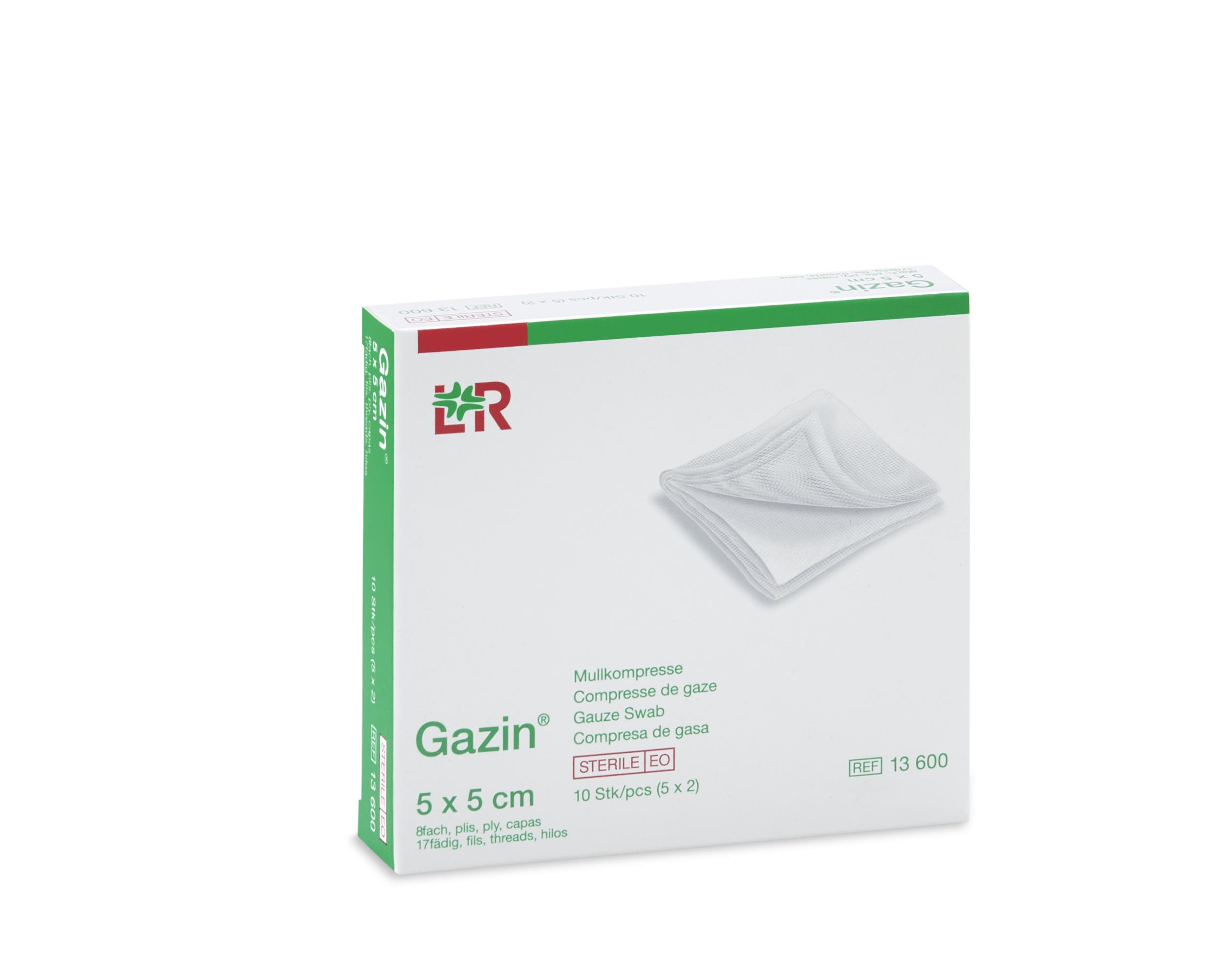 Lohmann & Rauscher International GmbH & Co. KG Gazin Mullkompresse steril, 5x5cm, 8f, 17fdg, 5x2 Stk - Bild 2