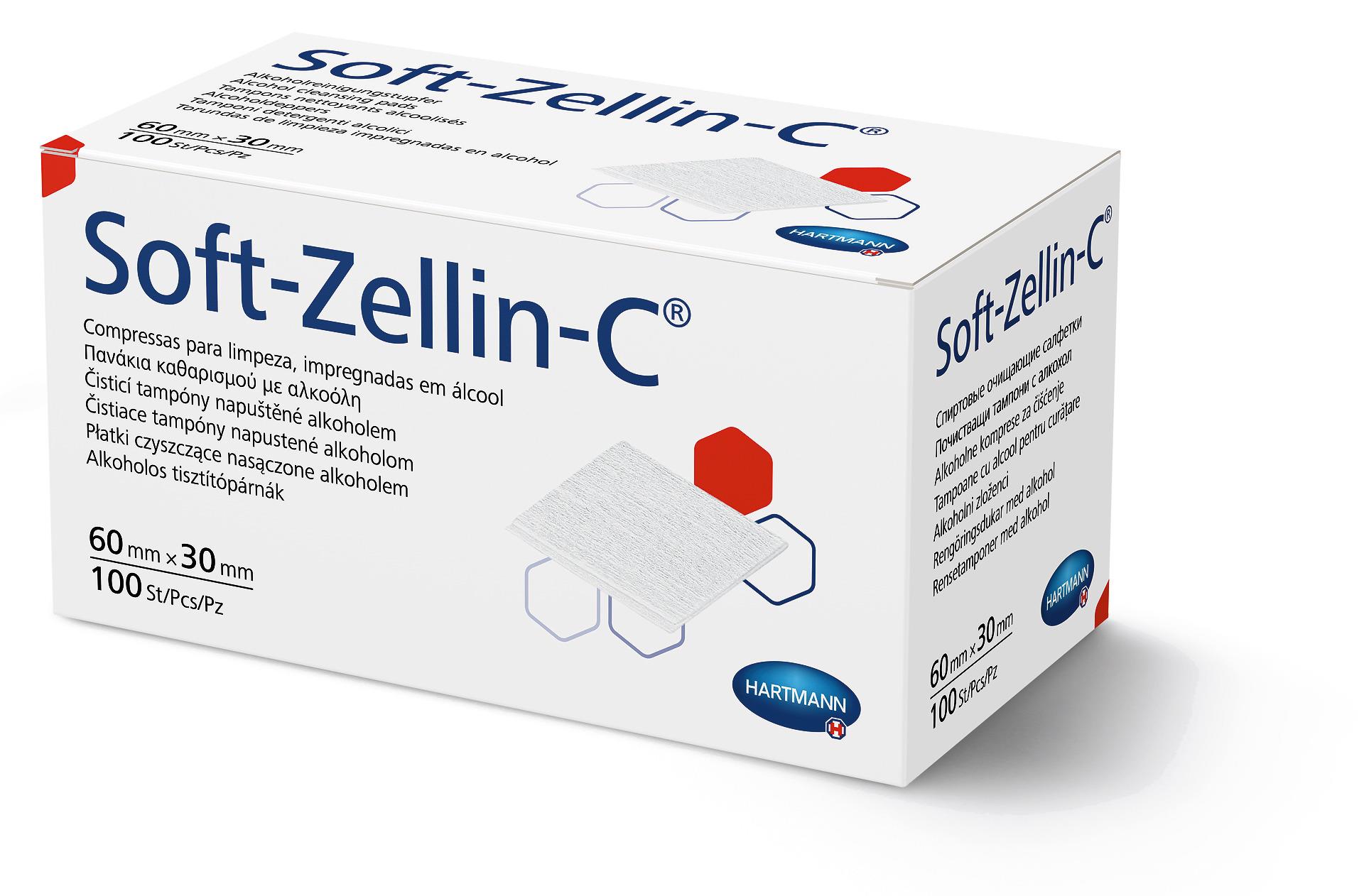 Soft-Zellin C Alkoholtupfer 6x3mm AP 100 einzeln verpackt