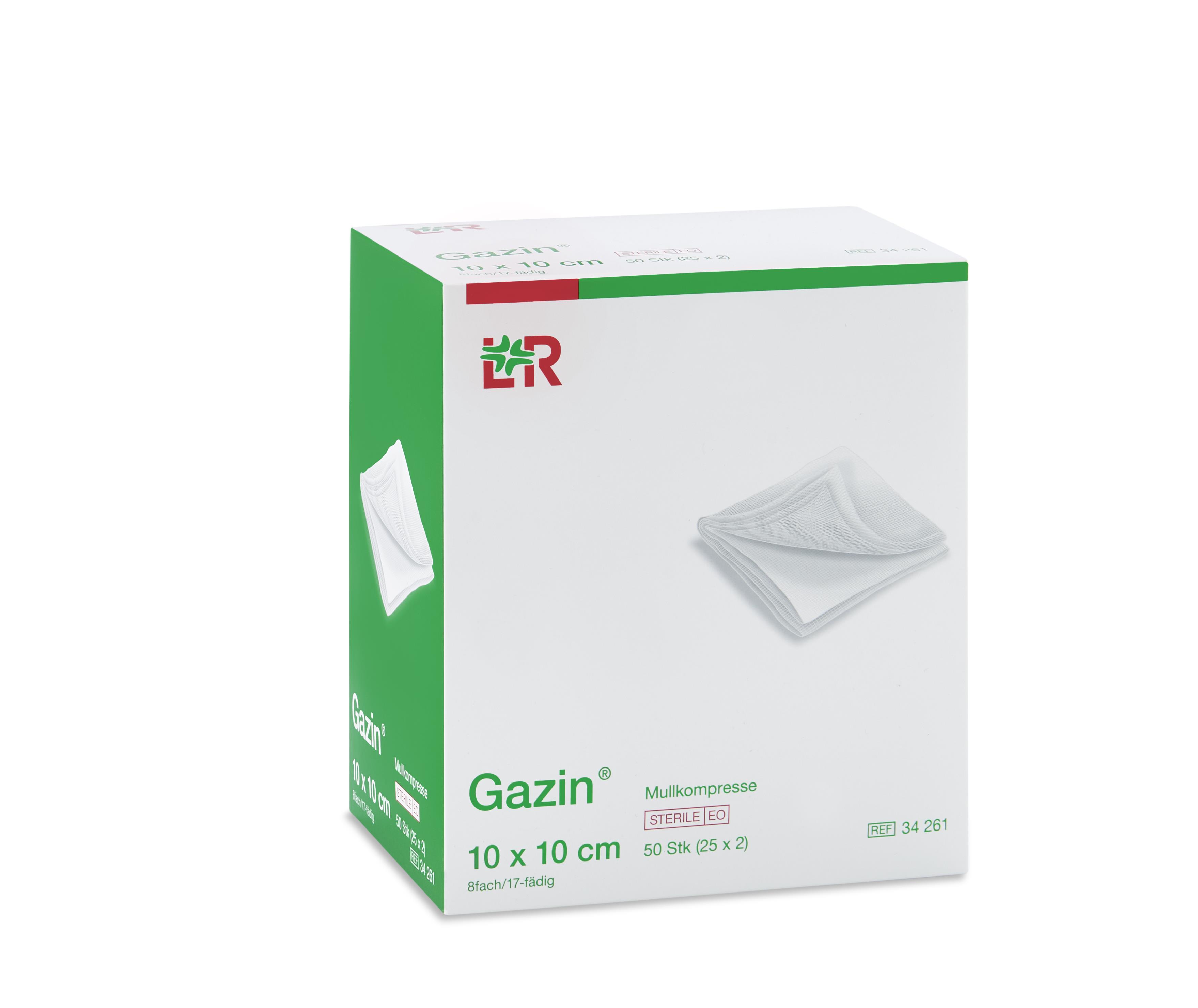 Lohmann & Rauscher International GmbH & Co. KG Gazin Mullkompresse steril, 10x10cm, 8f, 17fdg, 25x2 Stk - Bild 2