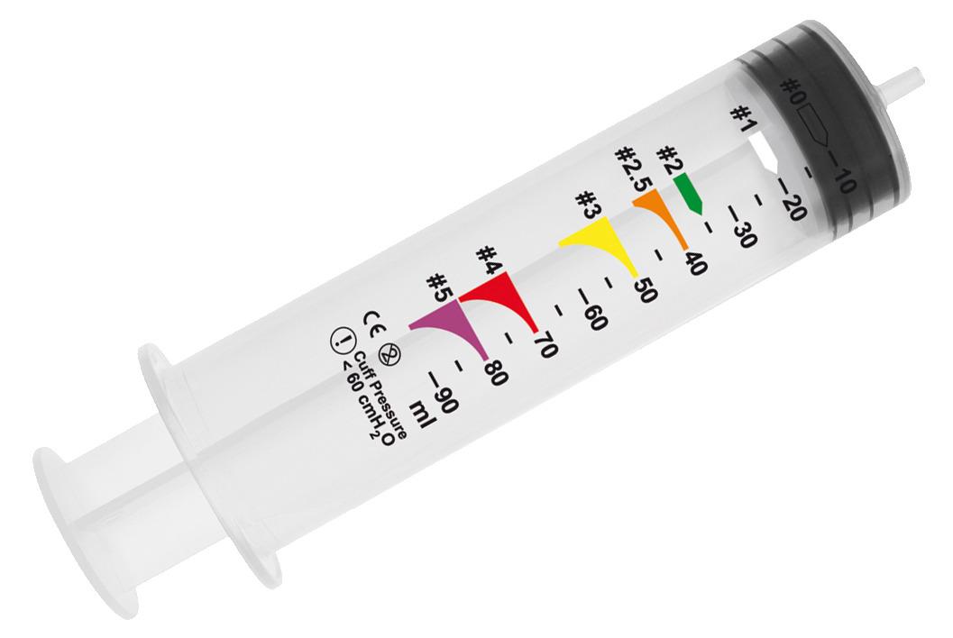 VBM Spritzen f. Larynx-Tuben 100ml AP 10 Luer-Anschl., m. Farbcod.,Gr.4-5