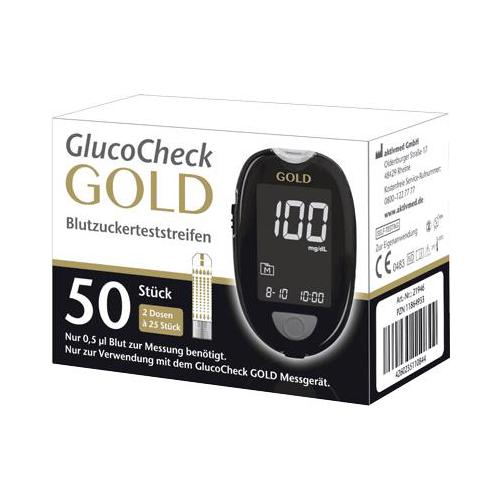 GlucoCheck Gold Blutzuckerteststreifen AP 2x25 Teststreifen