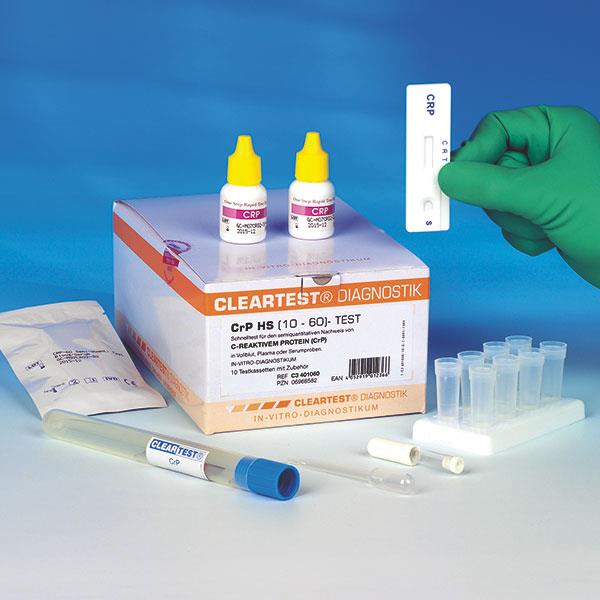 Cleartest CRP HS (10/60) AP 10 Test f.Vollblut/Serum oder Plasma