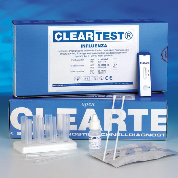 servoprax GmbH Cleartest Influenza Typ A und B AP 25 Antigen Grippe Schnelltest