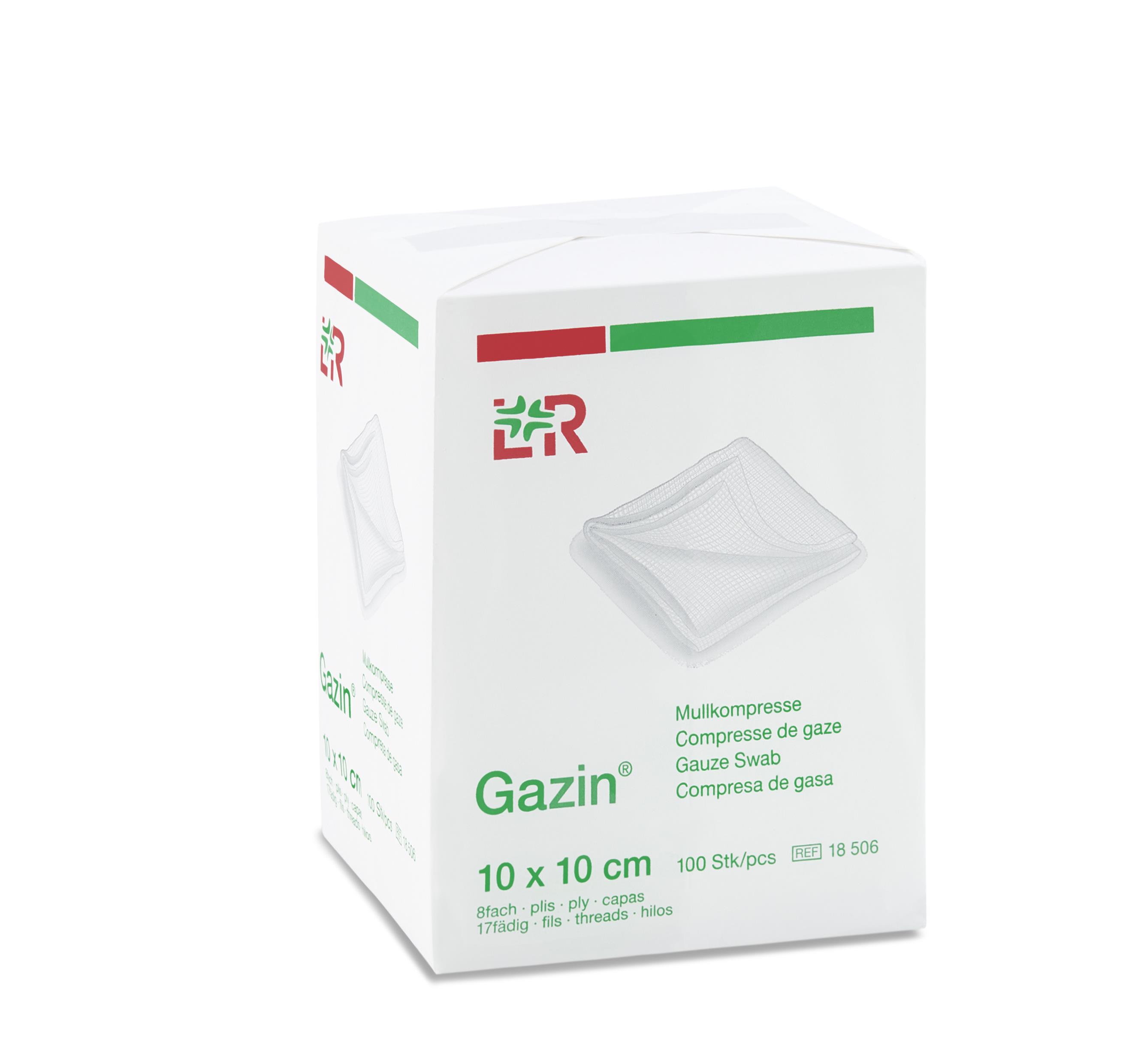 Lohmann & Rauscher International GmbH & Co. KG Gazin Mullkompresse 10x10cm, 8fach, 17fädig, 100 Stück - Bild 2