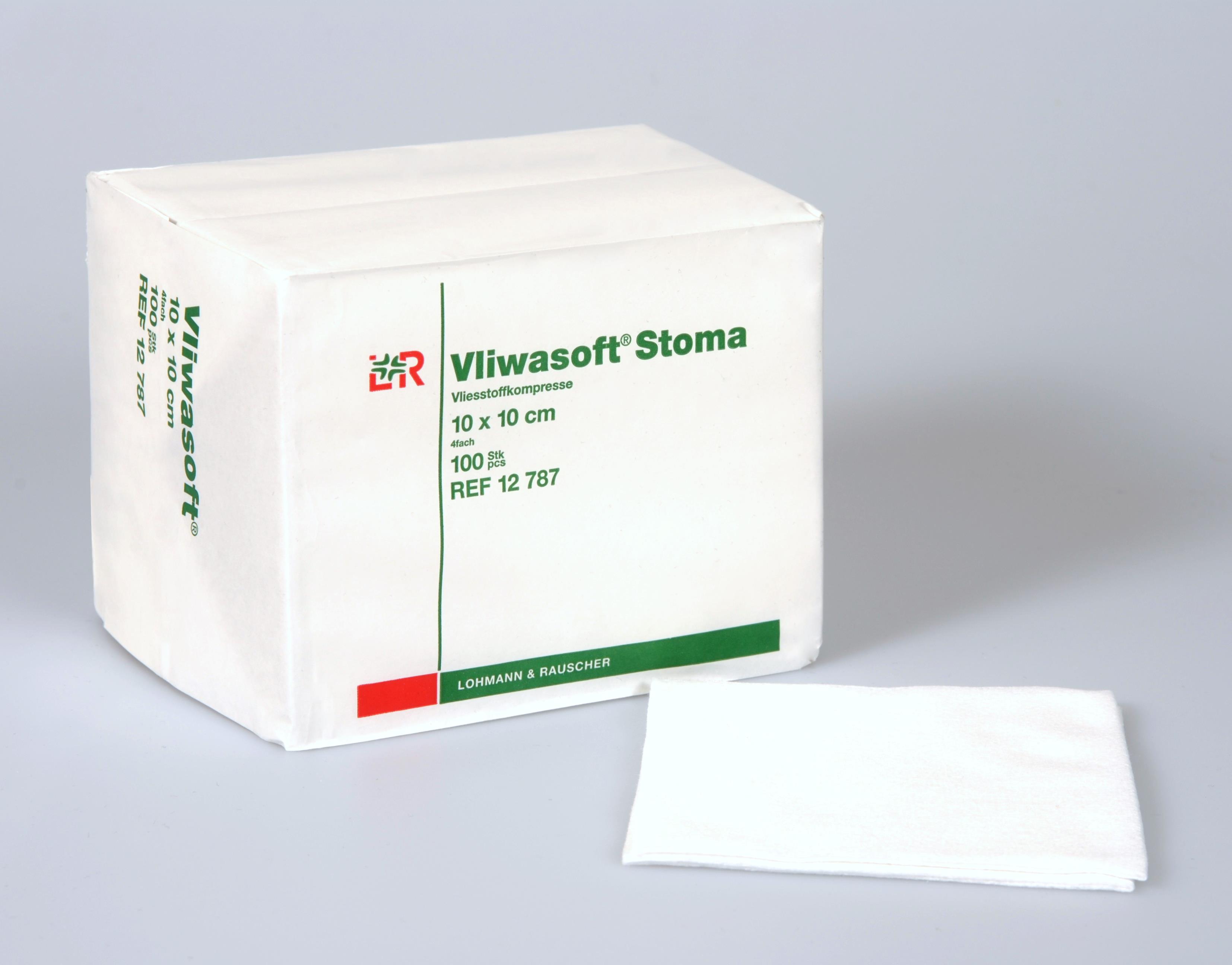 Vliwasoft Stoma Vliesstoffkompresse 10x10cm, 4-fach, 100 Stk