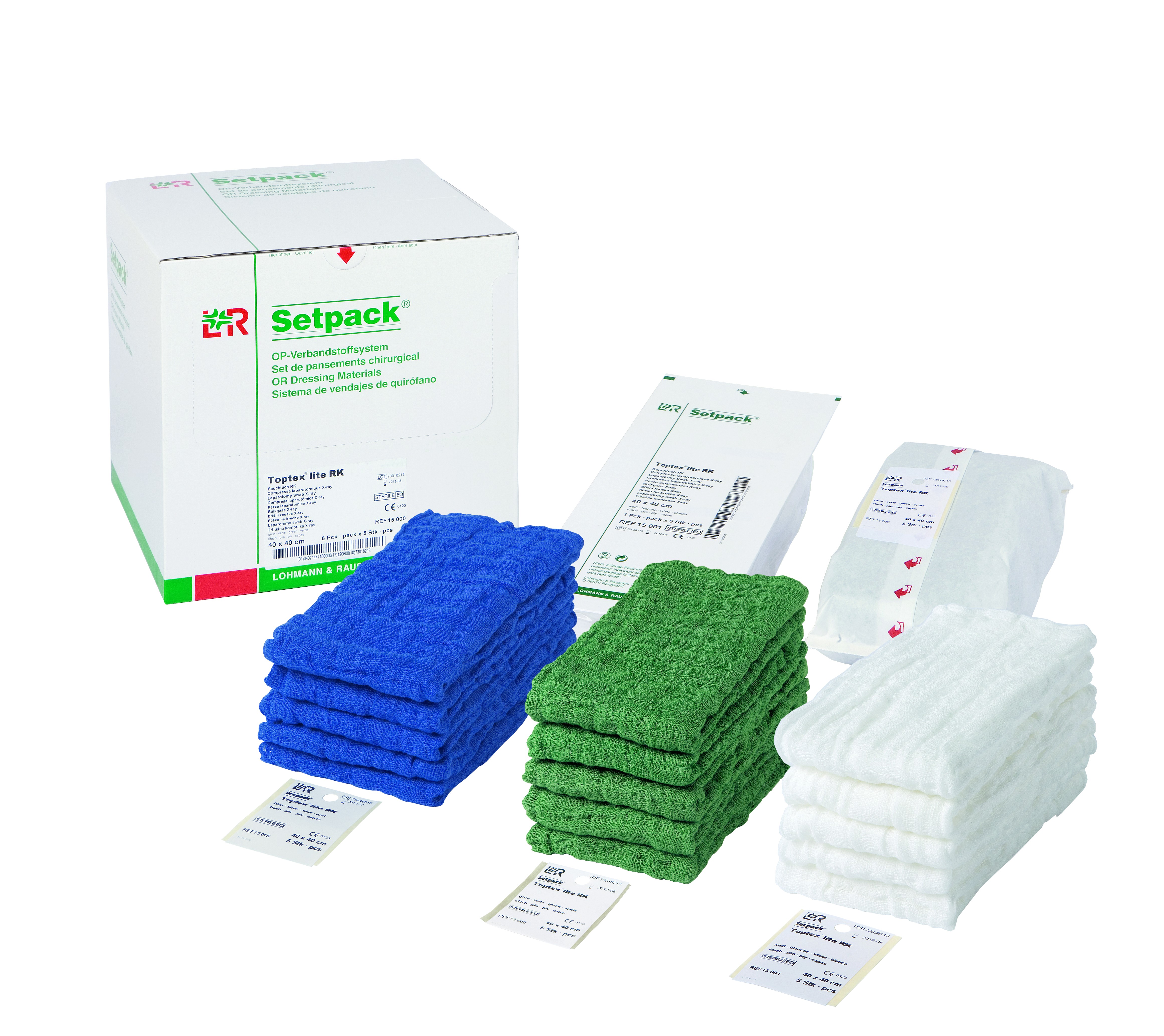 Lohmann & Rauscher International GmbH & Co. KG Setpack Toptex lite Bauchtuch RK 40x40cm, weiß, 6fach, 2 Stk, steril