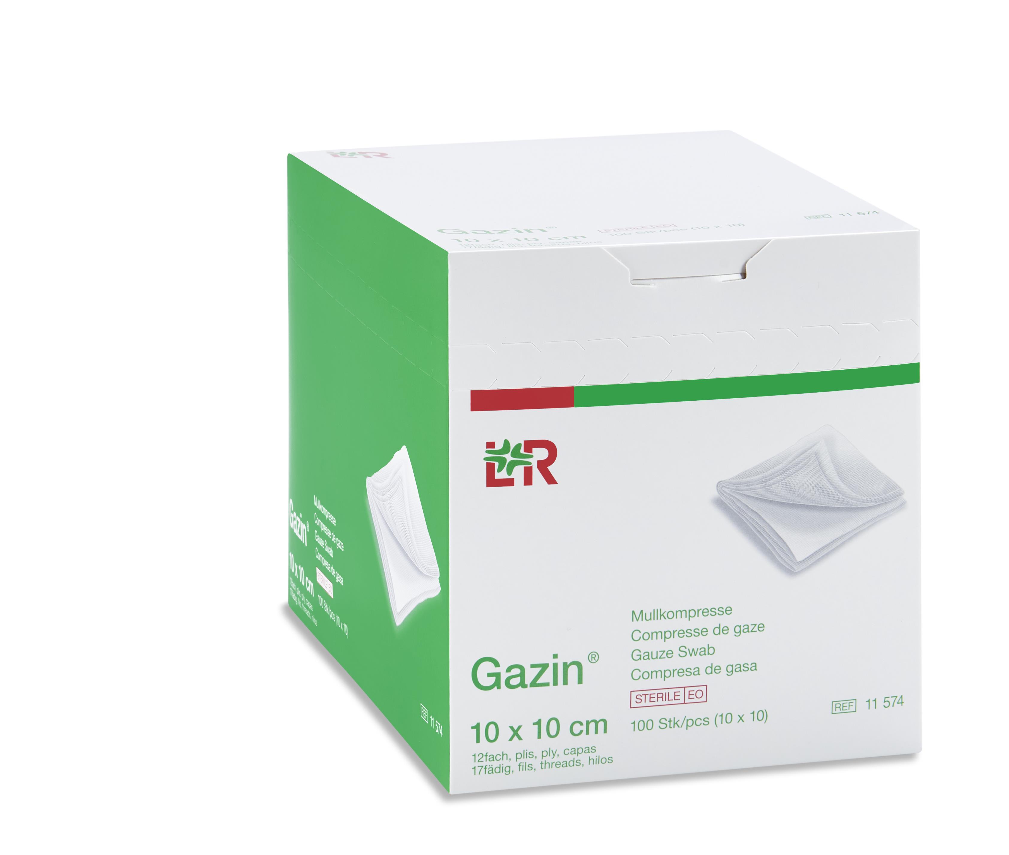 Lohmann & Rauscher International GmbH & Co. KG Gazin Mullkompresse steril, 10x10cm, 12f, 17fdg, 10x10 Stk - Bild 2