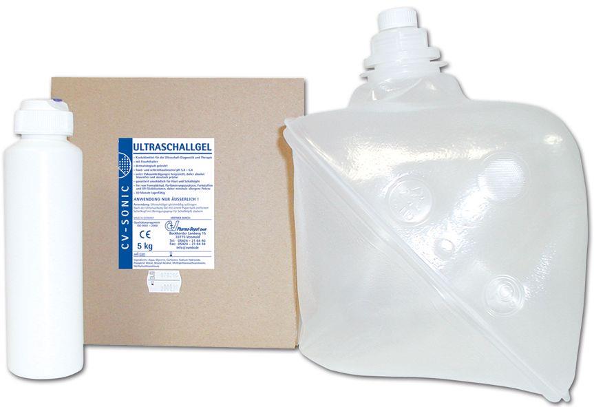 C+V Sonic Ultraschallgel Cubitainer 5 Ltr. und 250ml Leerflasche