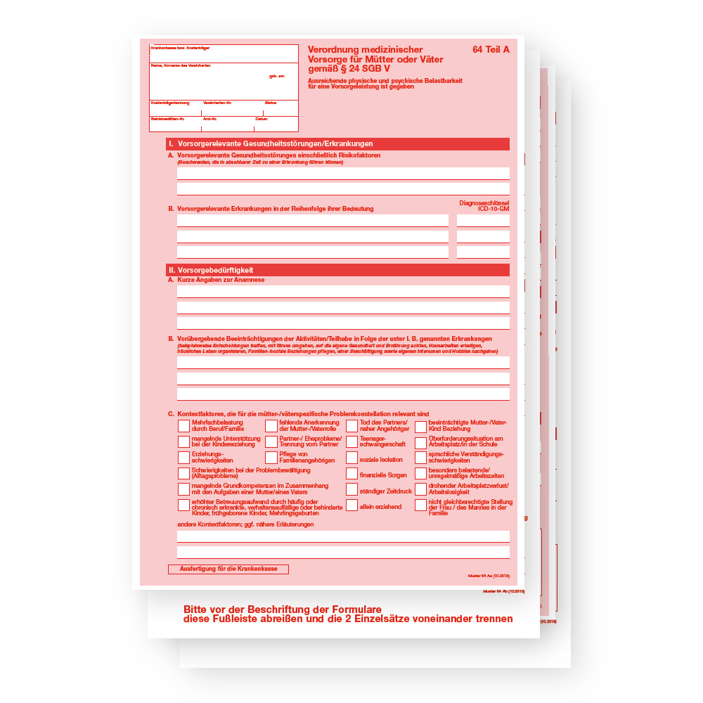 Muster 64 - Verordnung med. Vorsorge für Mütter oder Väter