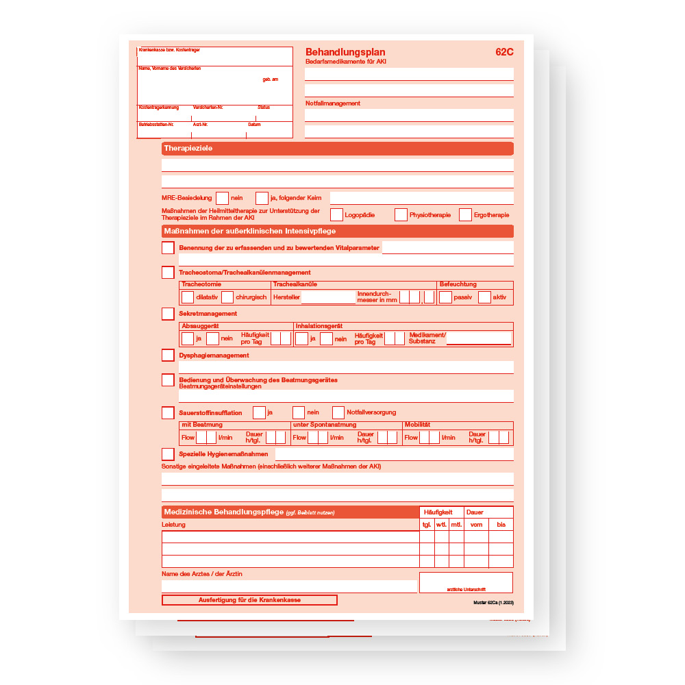 Muster 62C - Behandlungsplan für außerklinische Intensivpflege