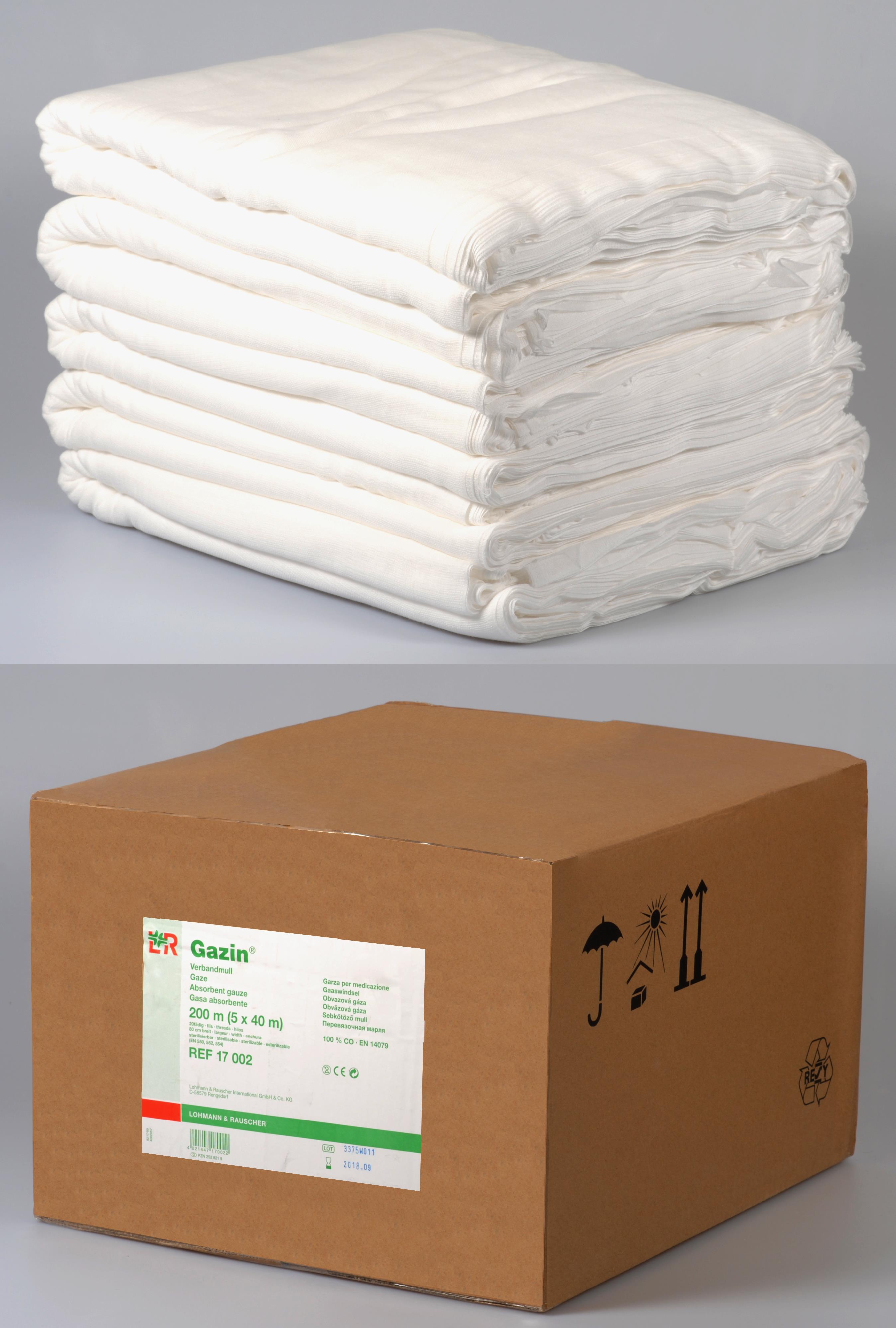 Gazin Verbandmullzuschnitt 80cmx40m, 20-fädig, 5 Stück