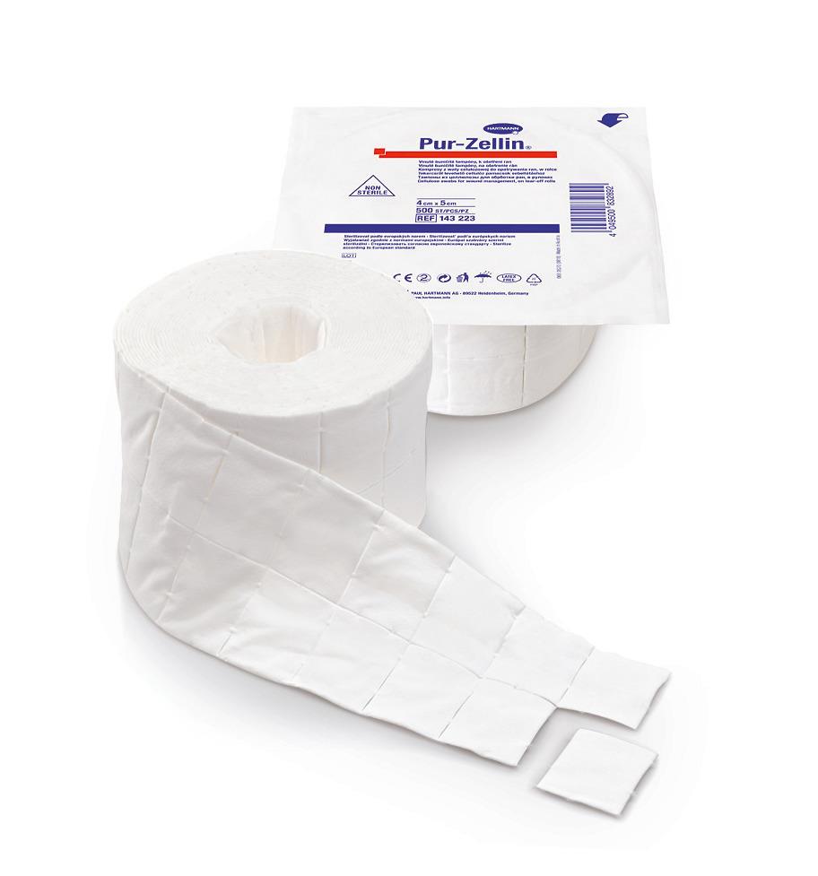 Pur-Zellin 4 x 5cm Zellstofftupfer PK 1 Rolle keimreduziert à 500 Stck.