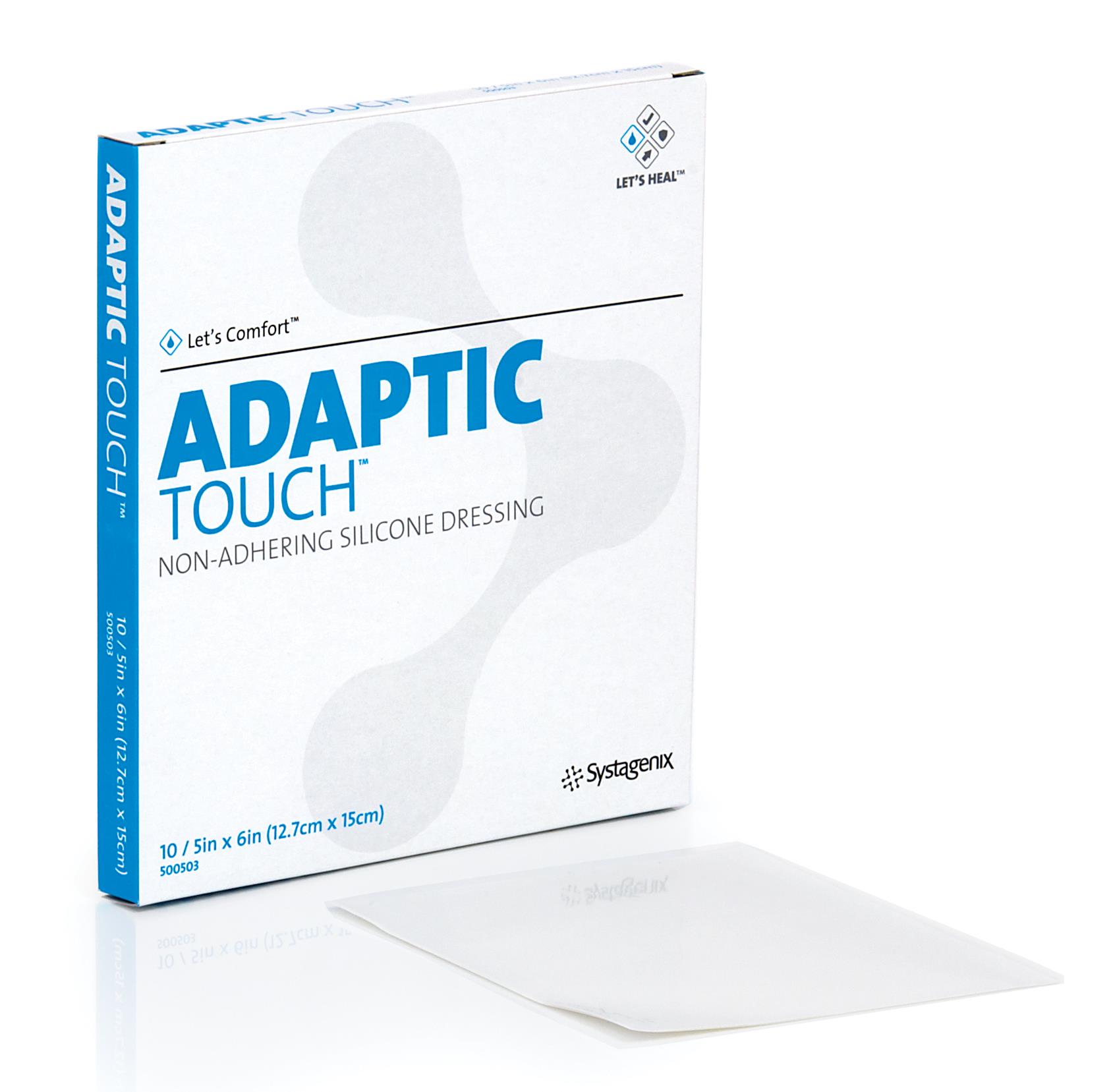 Adaptic Touch 7,6x11cm nicht haftende AP 10 Silikon-Wundauflage, Spenderbox