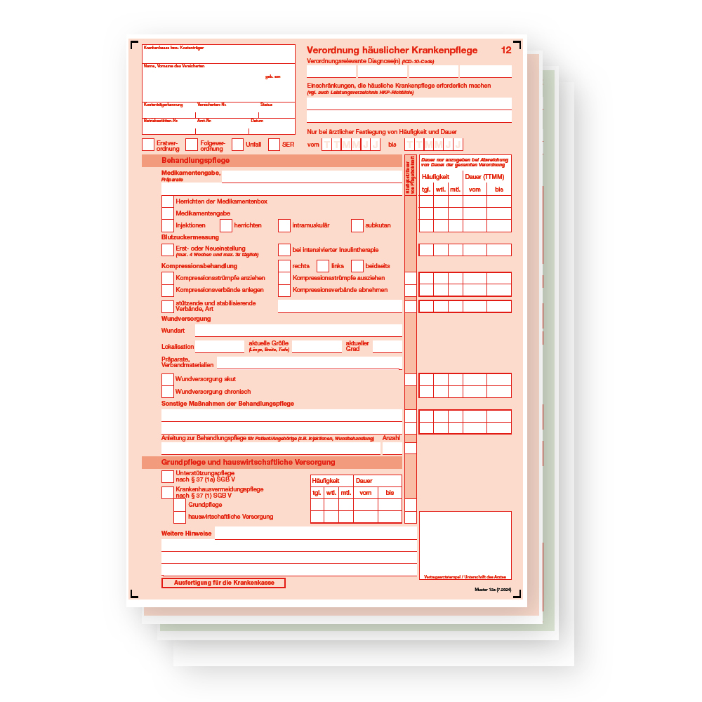 Muster 12 - Verordnung von häuslicher Krankenpflege 