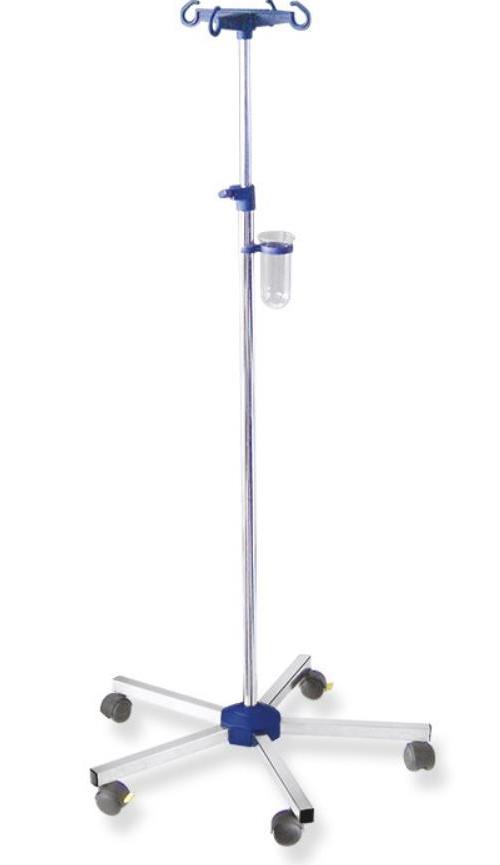 Ratiomed Infusionsständer 5-Fuß verchromt, Kunststoff-Flaschenkreuz