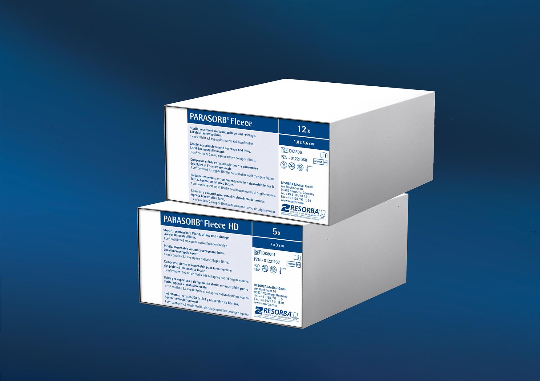 Parasorb Fleece HD 7 x 3cm AP 5 sterile Wundauflage aus Kollagen