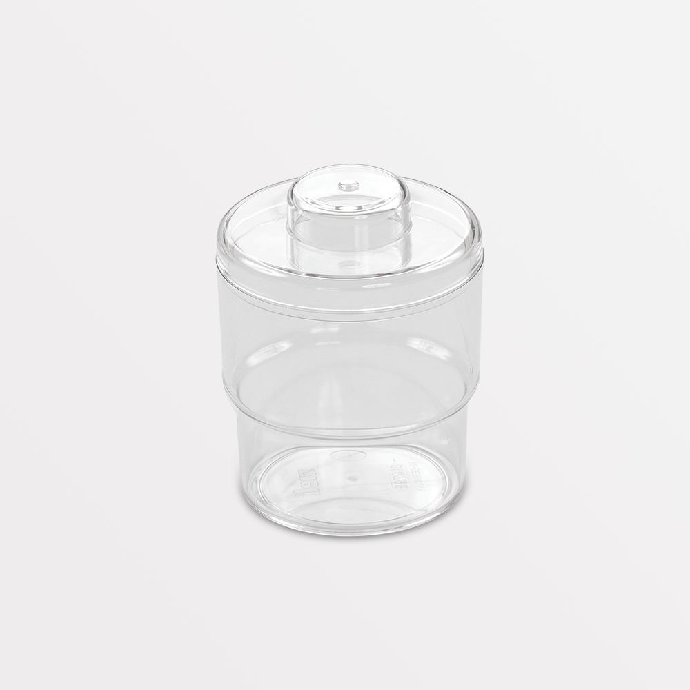 Melijekt Tupferbecher glasklar rund, aus PC, mit Deckel