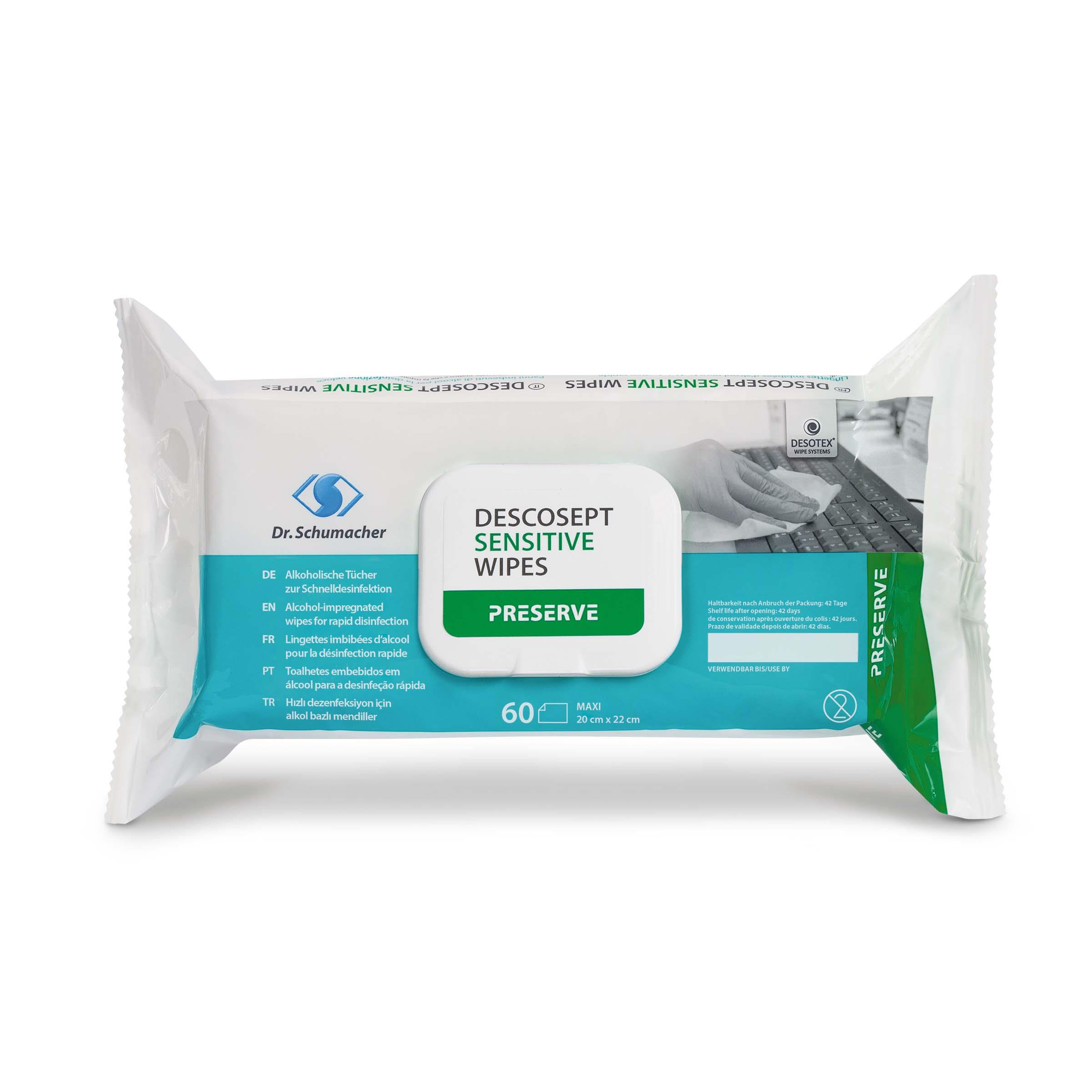 DR.SCHUMACHER GMBH 34201 MELSU Descosept sensitive Wipes PK 60 Tücher 20x22cm