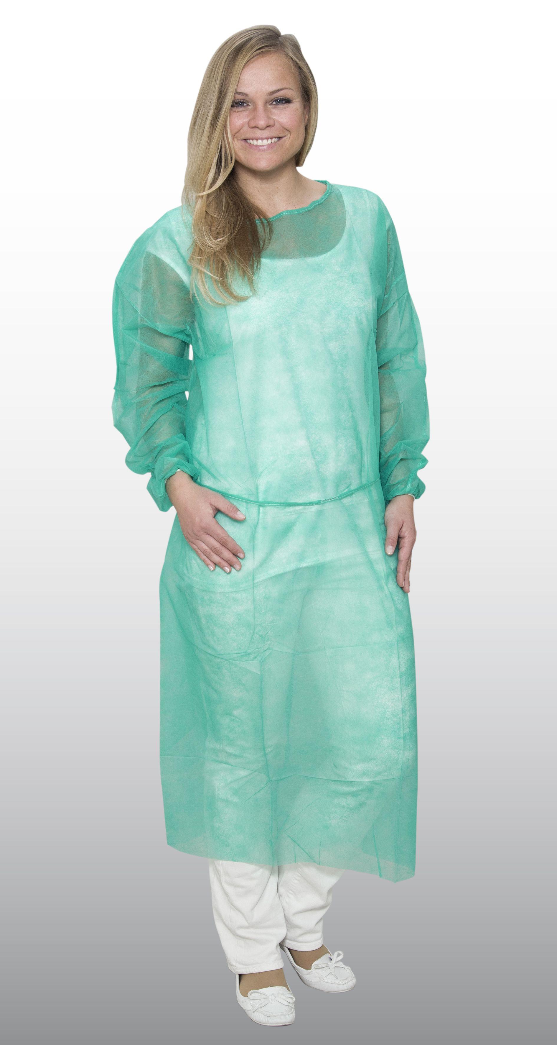 Besucherkittel unsteril gruen AP 100 Kasackform, PP-Vliesstoff